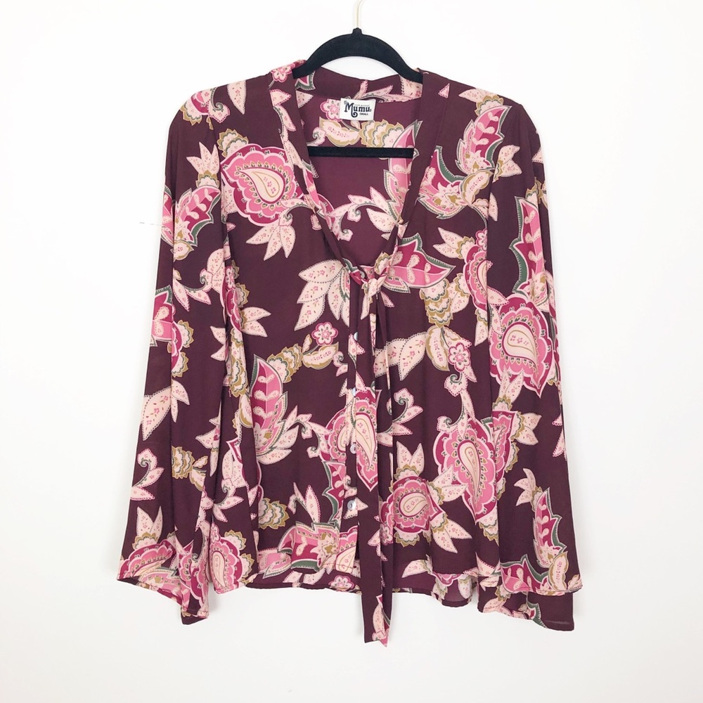 SHOW ME YOUR MUMU Brynn Blouse In Vino Vine